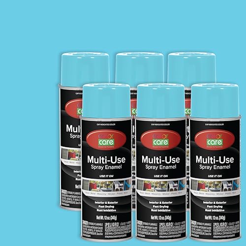Spray Paint, 12 oz, 6-Pack (Gloss Light Blue) – All-Purpose, Indoor & Outdoor, Rust Resistant, for Wood, Metal, Plastic & Masonry - color: Light Blue