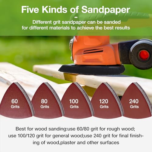 Oscillating Tool Sanding Pad kit 104pcs, 4-Piece 3-1/8 in Triangle Sanding Pad with 100pcs Sandpaper for Surface Sanding,Mechanical Maintenance Cleaning, polishing, deburring - style: 104PCS SANDING PADS KITS