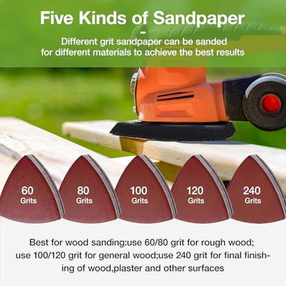 Oscillating Tool Sanding Pad kit 104pcs, 4-Piece 3-1/8 in Triangle Sanding Pad with 100pcs Sandpaper for Surface Sanding,Mechanical Maintenance Cleaning, polishing, deburring - style: 104PCS SANDING PADS KITS