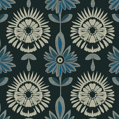 BOKEBEVE Boho Floral Peel and Stick Wallpaper Dark Green 17.5 x 393.5In - color: Dark Green, size: 17.5" x 393.5"