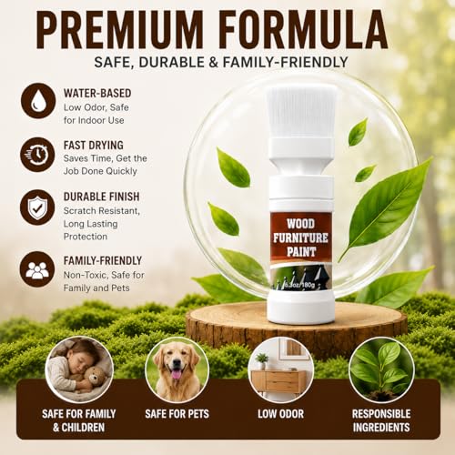 Furniture Paint and Chalk Paint for Furniture,Professional Kitchen Cabinet Paint, Wood Paint for Tables, Chairs & Refinishing - No Sanding Required, Low Odor & Water Based,Surface Repair Brush for Doors, Windows, and Metal,Quick-Drying Formula(Oak) - colo