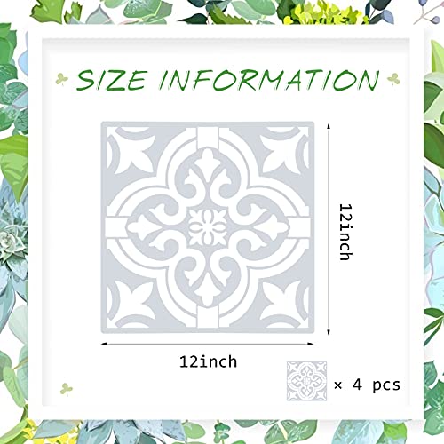 Zonon 4 Pcs 12 x 12 in Reusable Tile Stencil for Painting Large Pattern - size: 12x12 in, style: Moroccan
