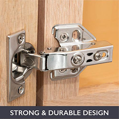 Ilyapa Full Overlay Cabinet Hinge, Satin Nickel - 2 Pack, Frameless, Soft - size: Frameless Full Overlay