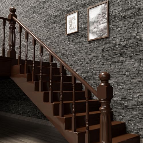 Faux Brick Wall Panels, 40 PCS, Grey - color: Black Rock, size: 40PCS