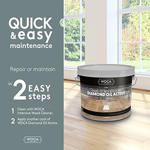 WOCA Denmark Diamond Oil Active (Smoke Brown, 2.5L) – Extremely Durable, Plant-Based Wood Finish | Low VOC, Isocyanate-Free, Liquid-Resistant | Safe for All Wood Species, Including Exotic Woods - color: Smoke Brown, size: 2.5L