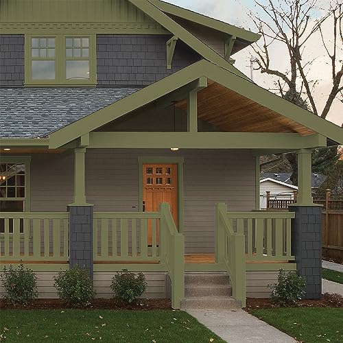 Glidden Total Exterior Paint & Primer All-in-One, Gratefully Grass/Green, Semi-Gloss, 1 Gallon - color: Gratefully Grass, size: 128 Fl Oz (Pack of 1)