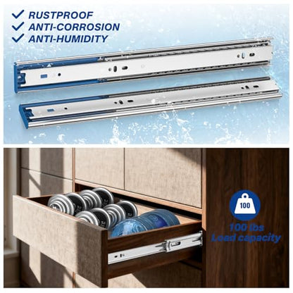 5 Pairs Soft Close Drawer Slides 20 Inch Heavy Duty Cabinet Runners - size: 20 Inch