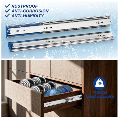 5 Pairs Soft Close Drawer Slides 18 Inch Heavy Duty Cabinet Runners - size: 18 Inch
