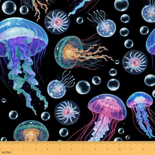 Feelyou Jellyfish Ocean Fabric By The Yard Decorative - color: Multi 07, size: 1 Yard