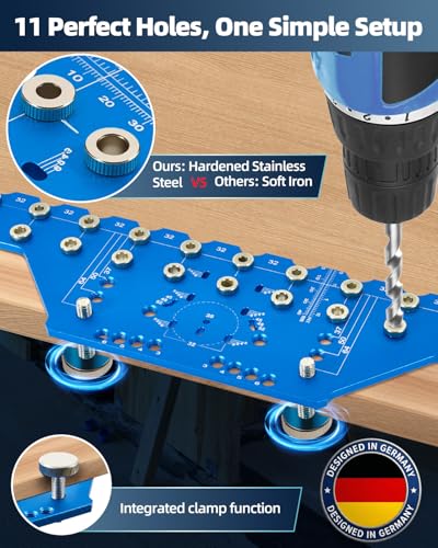 11-Hole Shelf Pin Jig,Hinge Template, Cabinet Hardware Drilling Tool,Colbat
