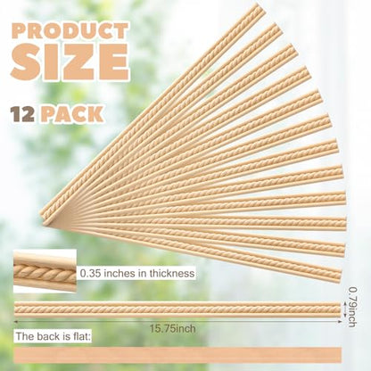 Nuanchu 12 Pcs Unfinished 3D Wood Trim Decor, Rectangular and Twisted, 20mm - size: 20mm, style: Rectangular and Twisted