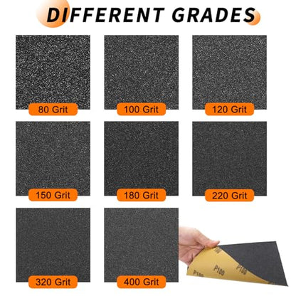 20Pcs 120 Grit Sandpaper 9 x 11 Inch Sand Paper Alumina Black - size: 9 x 11 Inch(120 Grit)