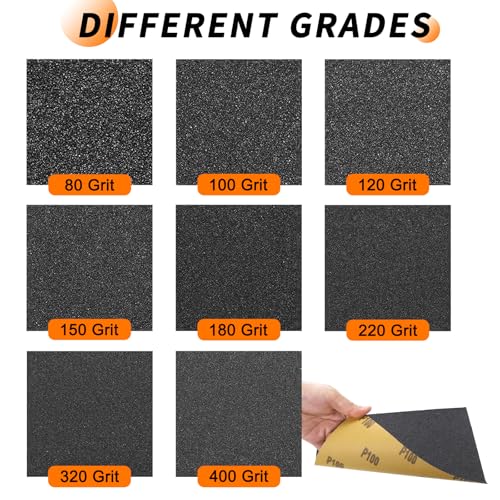 20Pcs 100 Grit Sandpaper 9 x 11 Inch Sand Paper Alumina Black - size: 9 x 11 Inch(100 Grit)