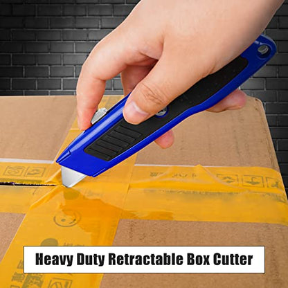 DIYSELF 2 Pack Box Cutter Retractable, Utility Knife with Aluminum Shell - color: Blue, size: 2-Pack