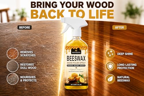 2 PCS 355ml*2, 2026 New Beeswax Essential Oil Wax Wood Polish Spray Furniture and Cleaner Natural Polish Spray for Living Rooms Kitchens Wood Furniture Floors Cleans Restores Shine Scratches