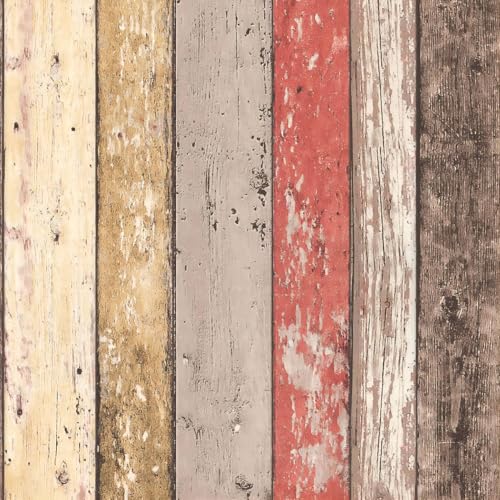 Rustic Red Wood Wallpaper Peel and Stick Shiplap 17.7″ x 118″