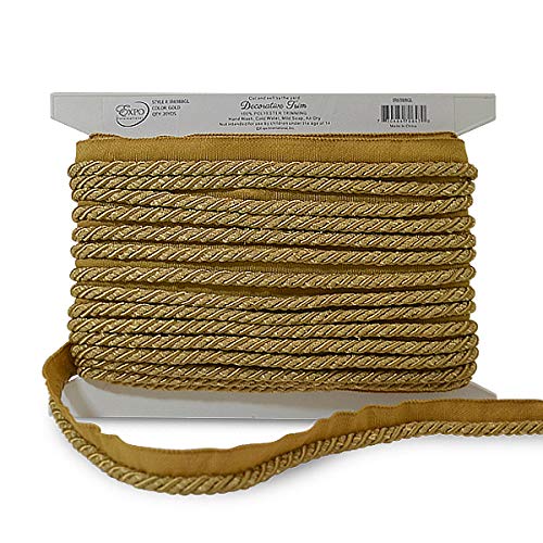Trims by the Yard Mariel 1/4" Decorative Lip Cord Trim | Gold| (20 yard cut)