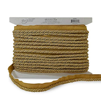 Trims by the Yard Mariel 1/4" Decorative Lip Cord Trim | Gold| (20 yard cut)