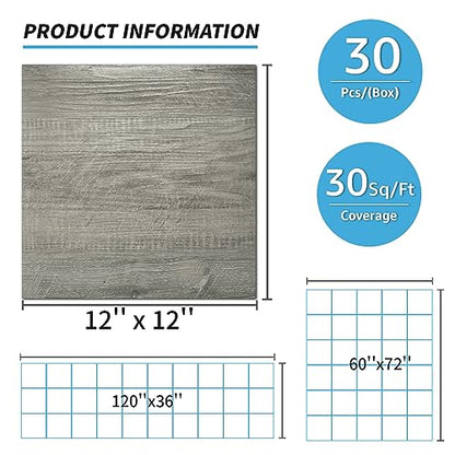 Art3d 30-Pack Peel and Stick Vinyl Floor Planks, 12 x 12 in, Taupe Ash - color: Taupe Ash