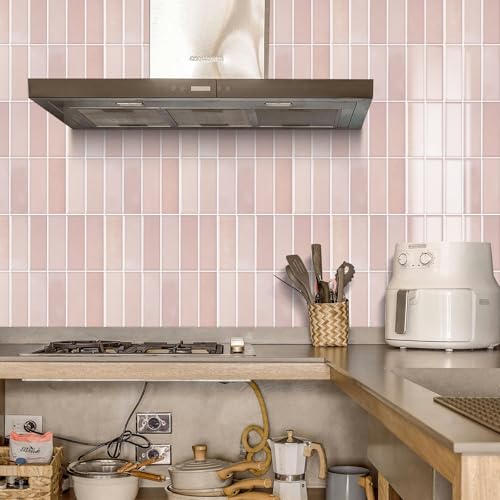 Alwayspon 12×12inch×10Pcs 2.5mm Thick Version Pink Marble Style 3D Vinyl Backsplash Tiles, Self-Adhesive Peel and Stick Wall Tile Stickers Stick on Subway Tiles for Kitchen Bathroom Wall - color: Pink