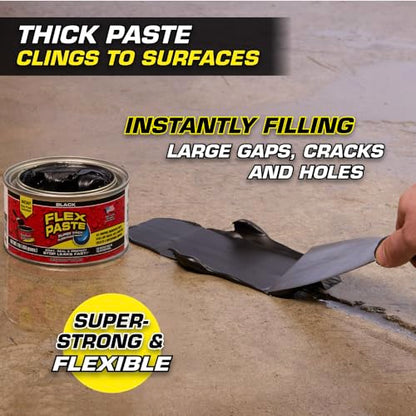 Flex Paste Rubberized Waterproof Sealant Paste, Black, Cartridge, 1-Pack - color: Black, size: Cartridge