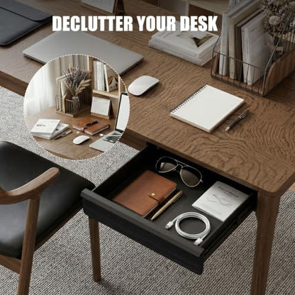 Under Desk Drawer, Black Solid Wood Panel – Sturdy Ball Bearing Slides, Easy Under-Desk Mount, Integrated Handle, Desktop Organizer for Office & Home Workstation - color: Black