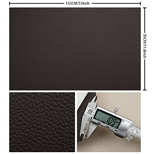 Dark Burgundy Litchi Texture PU Fabric Leather 11.8x53.14 Inch（30x135 CM） 1.13mm Thick Faux Synthetic Leather Material for Upholstery Crafts, DIY Sewings, Sofa, Handbag, Earrings, Hair Bows - color: Dark Burgundy