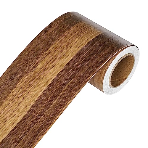 YENHOME 3" X590" Wooden Wallpaper Border Peel and Stick Wood Grain Tape Removable Border Trim for Bedroom Furniture Repair Tape Bulletin Board Mirror Frame Border Butcher Block Contact Paper Borders - color: Brown, size: 3" x 590"