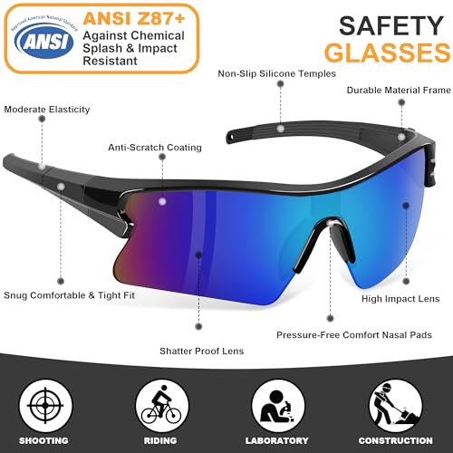 Safety Glasses for Men, Anti Scratch & UV Protection Work Glasses - color: 6pack-multicolor