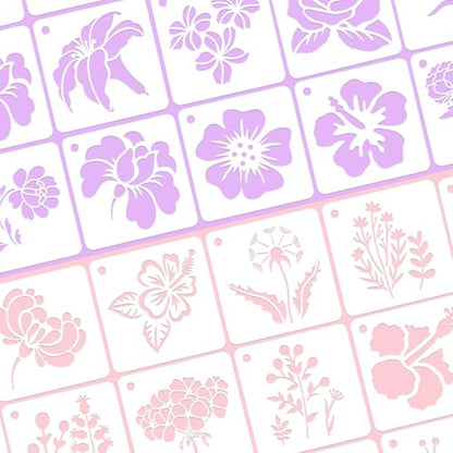 JULMELON 20 Pcs Flower Stencils for Painting on Wood Reusable Sunflower - style: Flower Stencils