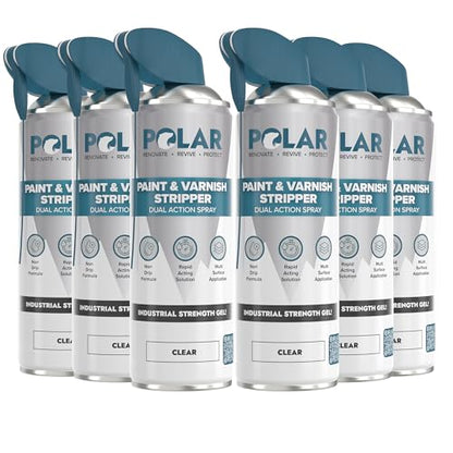 Polar Paint & Varnish Stripper Spray - 6 x 17 Fl Oz | Industrial Strength Gel Removal for Paints, Varnishes & Other Stubborn Resides | Multi Surface Paint Stripper for Wood, Metal and Concrete - size: 16 Fl Oz (Pack of 6)