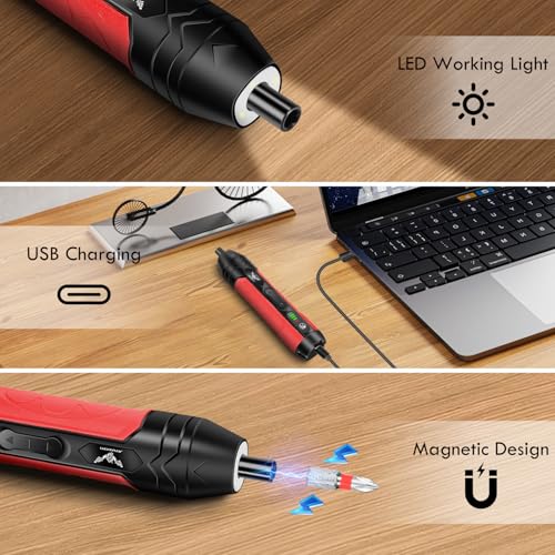 3.6V Electric Screwdriver Rechargeable, Cordless Screwdriver - color: Red-36pcs