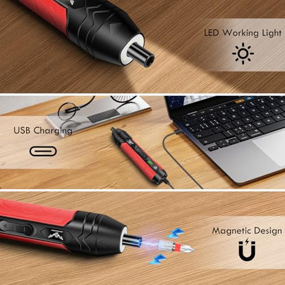 3.6V Electric Screwdriver Rechargeable, Cordless Screwdriver - color: Red-36pcs
