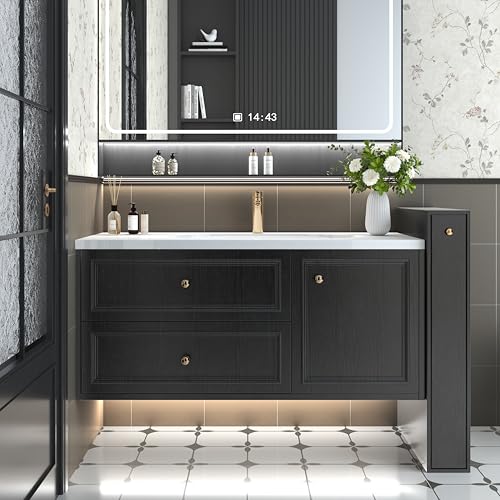 Abyssaly Black Wood Contact Paper Peel and Stick Wallpaper for Cabinets - color: Black, size: 15.7" x 118"