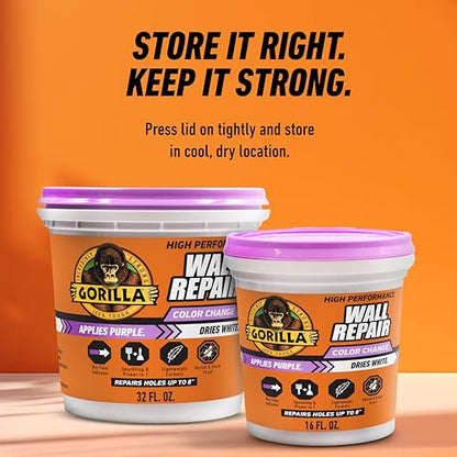 GORILLA High Performance Wall Repair, 16 oz Tub, Color Change Formula