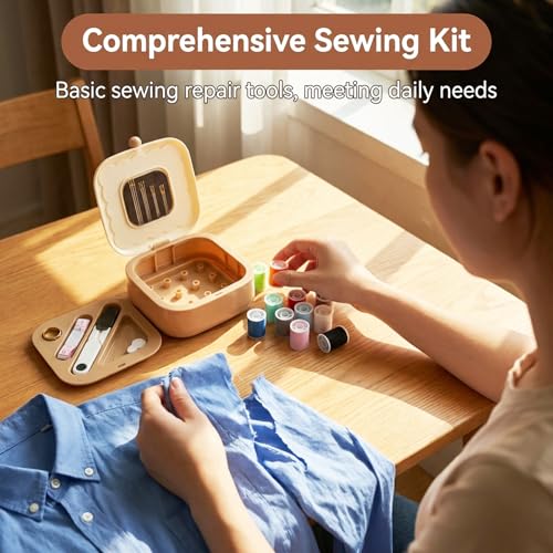 Sewing Kit for Adults and Beginners, 41 Pcs Needle and Thread Set - color: Brown