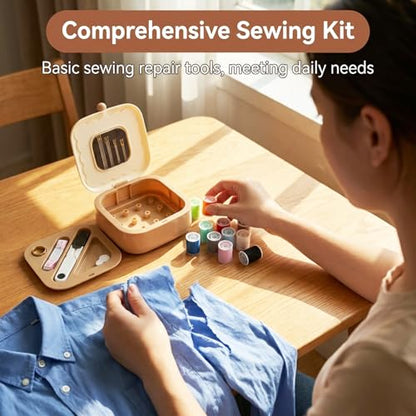 Sewing Kit for Adults and Beginners, 41 Pcs Needle and Thread Set - color: Brown
