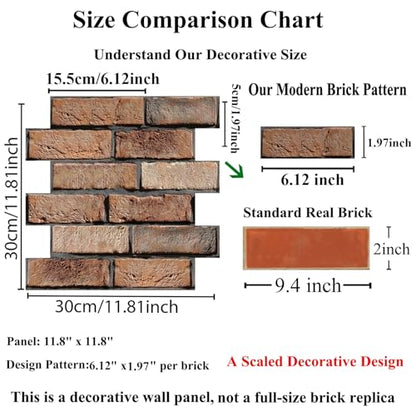 3D Wall Panels Peel and Stick,10 PCS 3D Brick Wallpaper - color: Seamless Red Stone