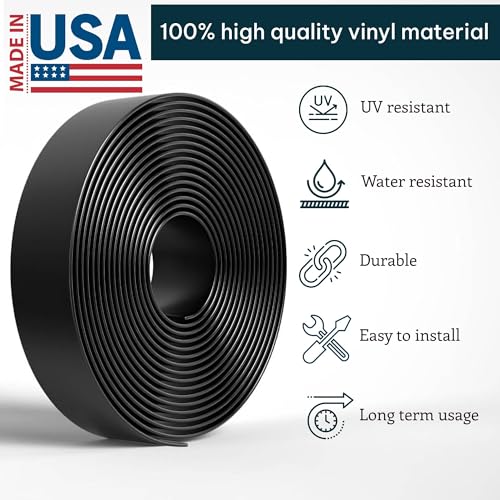 KOMORAX 200ft Long 1.5" Wide Vinyl Chair Strapping. Repair & Replacement Matte Finish.for Patio Outdoor Lawn Garden Durable Attractive (Black) - color: Black