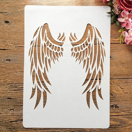 TIAMECH A4 Reusable Angel Wings Stencil for Painting - style: Angel Wings