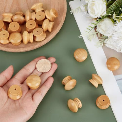 PH PandaHall 50pcs Wood Drawer Knob, 1 inch Mushroom Shape Cabinet Knobs Furniture Pulls Handles for DIY Crafts Upgrading Cabinets Doors Wardrobes Storage Dressers Furniture