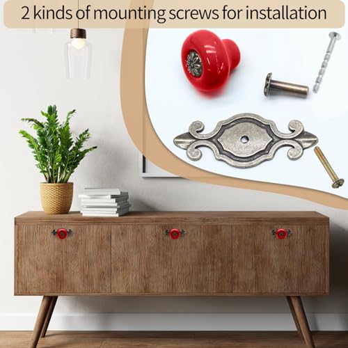 Ceramic Knobs, Red Dresser Knobs, 10pcs - color: Red, size: 10 Pieces