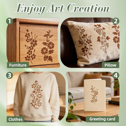 Flower Stencils for Crafts Reusable 15Pcs Stencils(11.8X5.9 Inch) - color: Flower