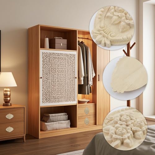 T Tulead Wood Carved Applique Decorative Onlay Oval 5"x3.54", 2-Pack - style: Oval, 5"x3.54"
