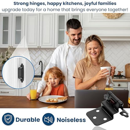 20 Pcs Premium Hinges Offset 3/8 Inset Kitchen cabinets Doors Matte Black Screws Silent Soft Step in Semi Concealed Face Frame only Mount Replacement Bath Outdoor Furniture Decorative lipped