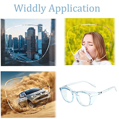Safety Glasses for Men Women, Anti Fog Safety Goggles Comfortable Blue Light Blocking UV Protective Adult Nurse - color: Square Black Blue Grey 4pack