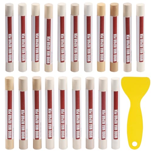 Wood Filler Sticks, 20 Colors Wood Repair Wax Crayons with Scraper, Wood Touch Up Markers for Repairing Scratches, Cracks, Holes in Cabinets, Floors, Tables and Doors[Light Color Series] - color: Light Color Series