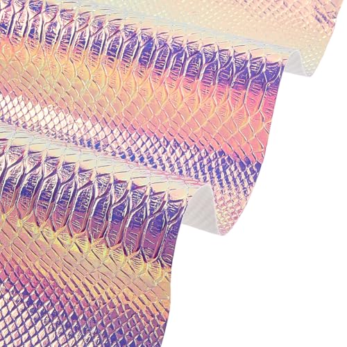 53 x 11.8 Inch Holographic Snake Embossed PU Leather Sheet Synthetic Vinyl Fabric Snake Textured Glossy Mirrored Faux Leather Rolls for DIY Crafts Earring Handbang Making(Medium Slate Blue) - color: Medium Slate Blue