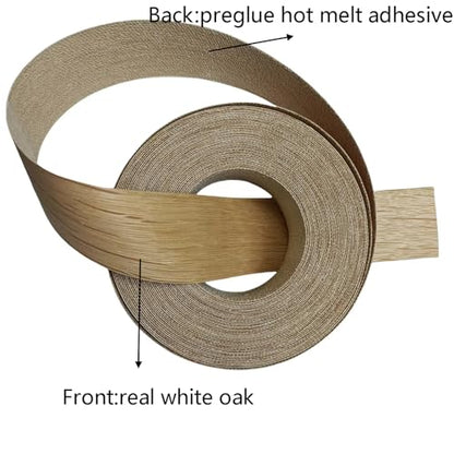Real White Oak 2 Inch ×50ft Wood Veneer Edge Banding Roll,Preglued Iron On Edging Band with Hot Melt Adhesive-Edgebanding Flexible Wood Tape for Laminate Furniture Cabinet Repair