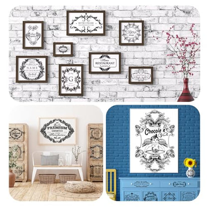 BBTO Classic Style UV Transfer Paper Stickers for Crafts and Furniture, 12 Sheets, 5.5 x 5.7 Inch, Vintage Theme, Waterproof - style: Classic